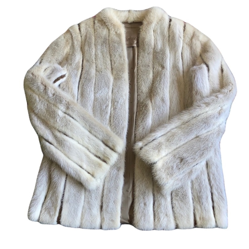 Robinson’s California Vintage Cream and Brown Fur Coat - Picture 1 of 9